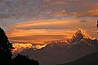 Almost a painting; we were treated to a visual feast that morning as we gazed across the valley to see Annapurna South, Annapurna I, and Macchapuchhre loom before us; Nepal