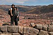 Jen and Rochelle stand above Cusco, Peru's famous colonial city.
